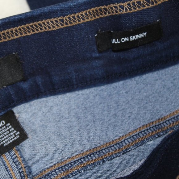 Women's Pull On Skinny Jeans / Jeggings  NINE WEST Dark Wash with Whiskering - Picture 6 of 10